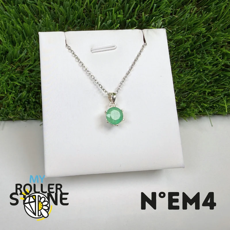 Colgante de esmeralda brasileña en plata de ley 925 #EM4