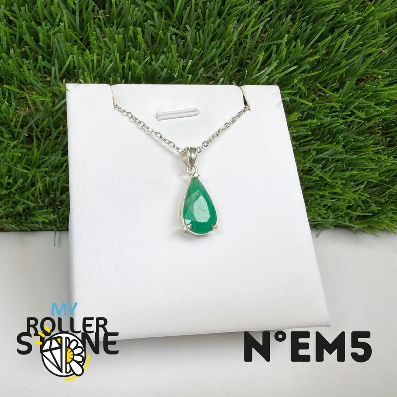 Colgante de esmeralda brasileña en plata de ley 925 #EM5