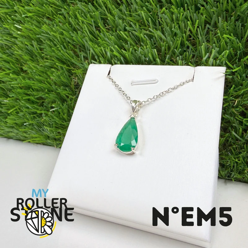 Colgante de esmeralda brasileña en plata de ley 925 #EM5