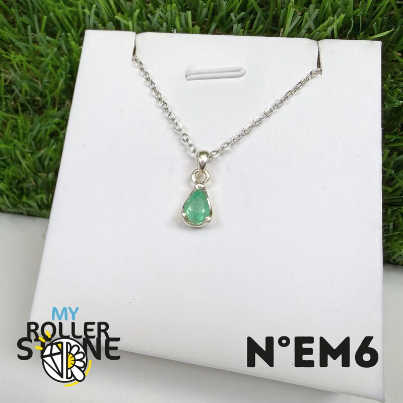 Colgante de esmeralda brasileña en plata de ley 925 #EM6