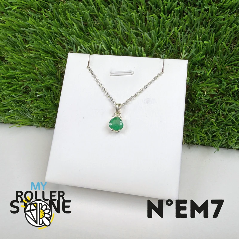 Colgante de esmeralda brasileña en plata de ley 925 #EM7