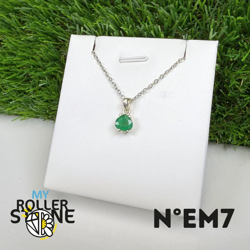 Colgante de esmeralda brasileña en plata de ley 925 #EM7