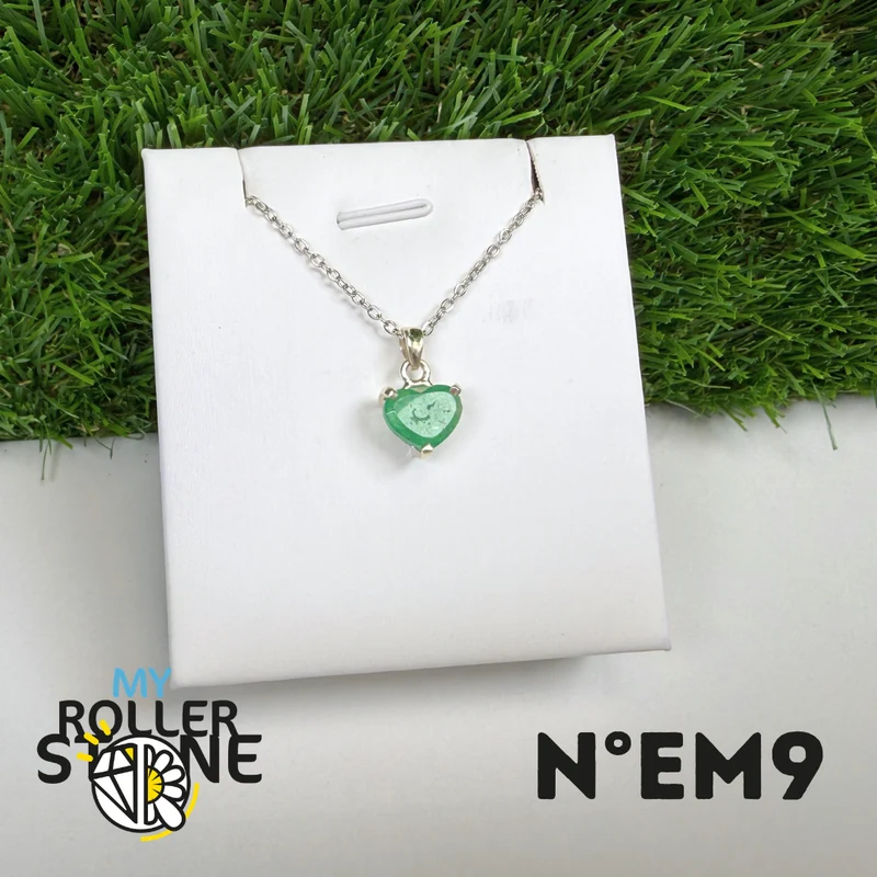 Colgante de esmeralda brasileña en plata de ley 925 #EM9