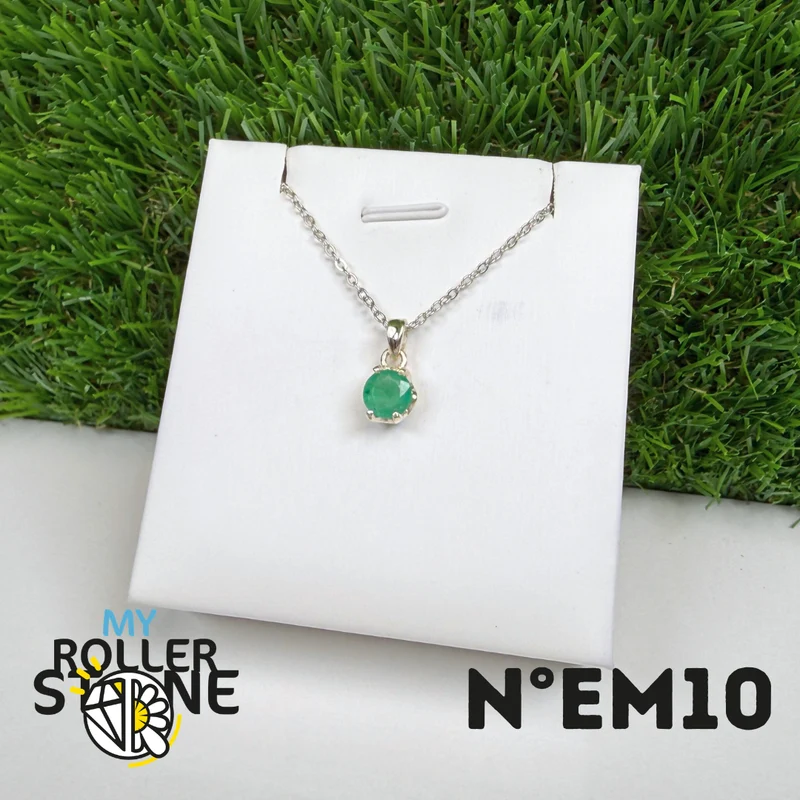 Colgante de esmeralda brasileña en plata de ley 925 #EM10