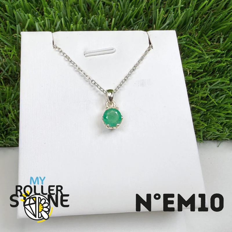 Colgante de esmeralda brasileña en plata de ley 925 #EM10