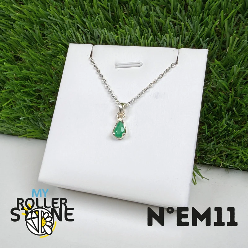 Colgante de esmeralda brasileña en plata de ley 925 #EM11