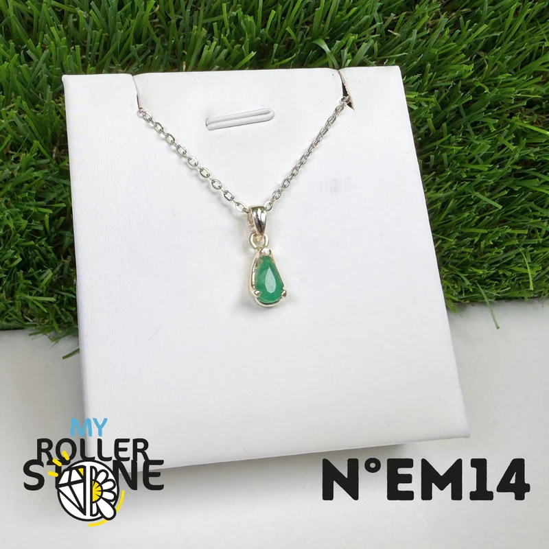 Colgante de esmeralda brasileña en plata de ley 925 #EM14