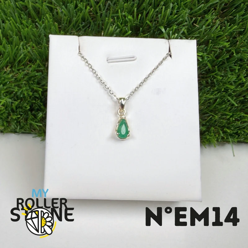 Colgante de esmeralda brasileña en plata de ley 925 #EM14