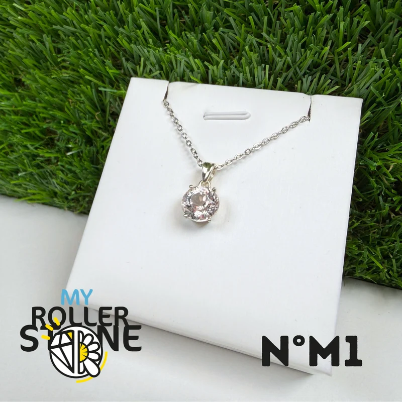 Colgante de morganita en plata de ley 925 #M1