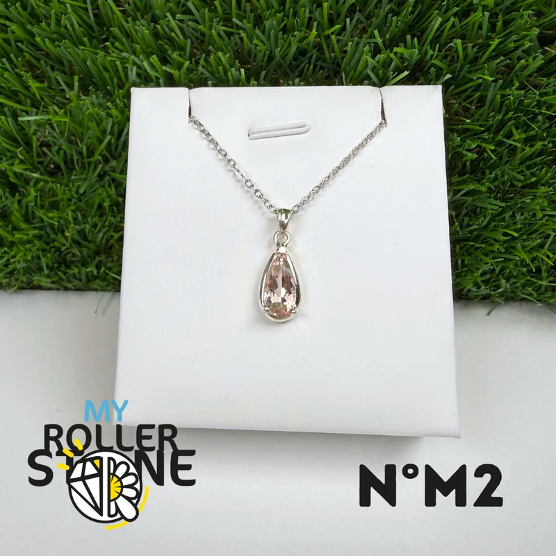 Colgante de morganita en plata de ley 925 #M2