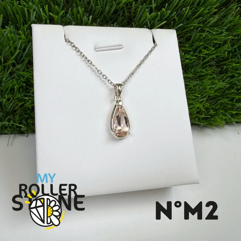 Colgante de morganita en plata de ley 925 #M2