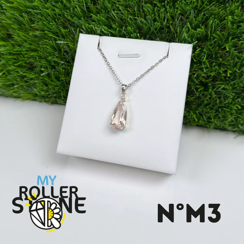 Colgante de morganita en plata de ley 925 #M3