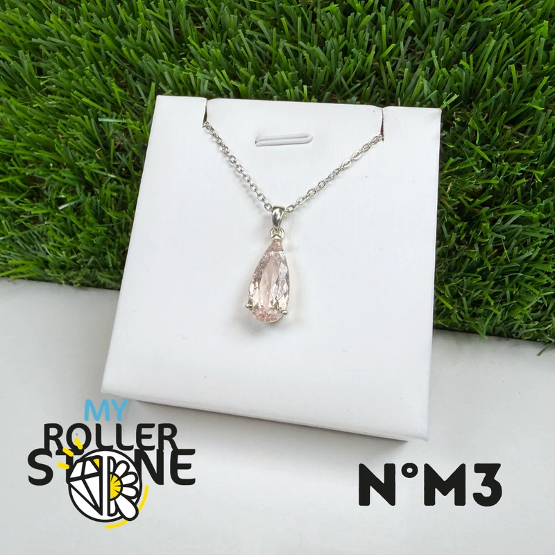 Colgante de morganita en plata de ley 925 #M3