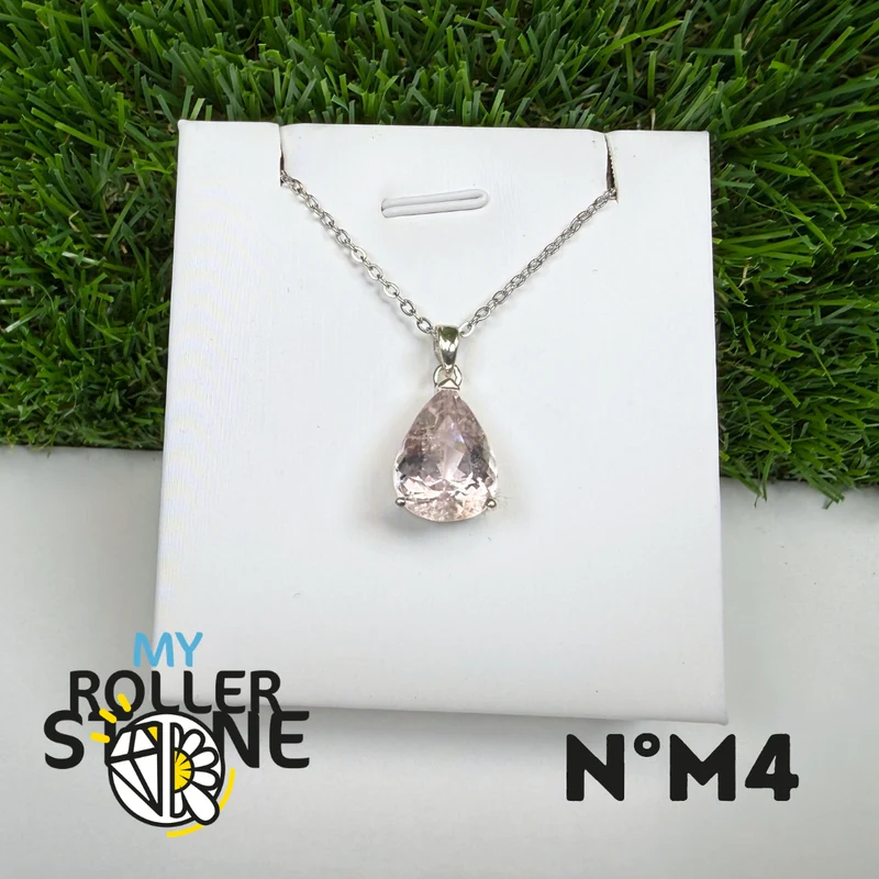 Colgante de morganita en plata de ley 925 #M4