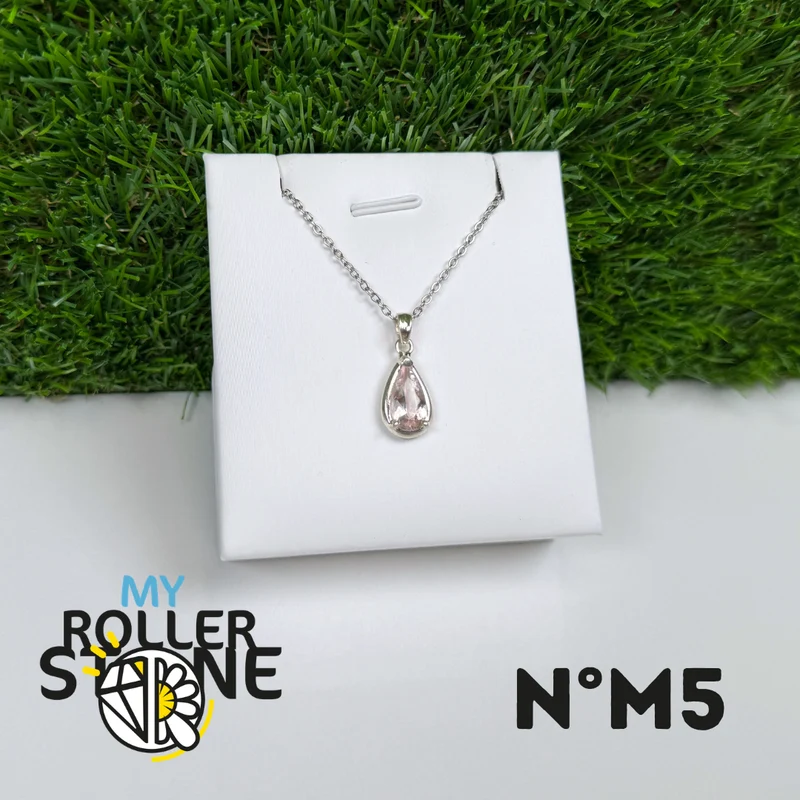 Colgante de morganita en plata de ley 925 #M5
