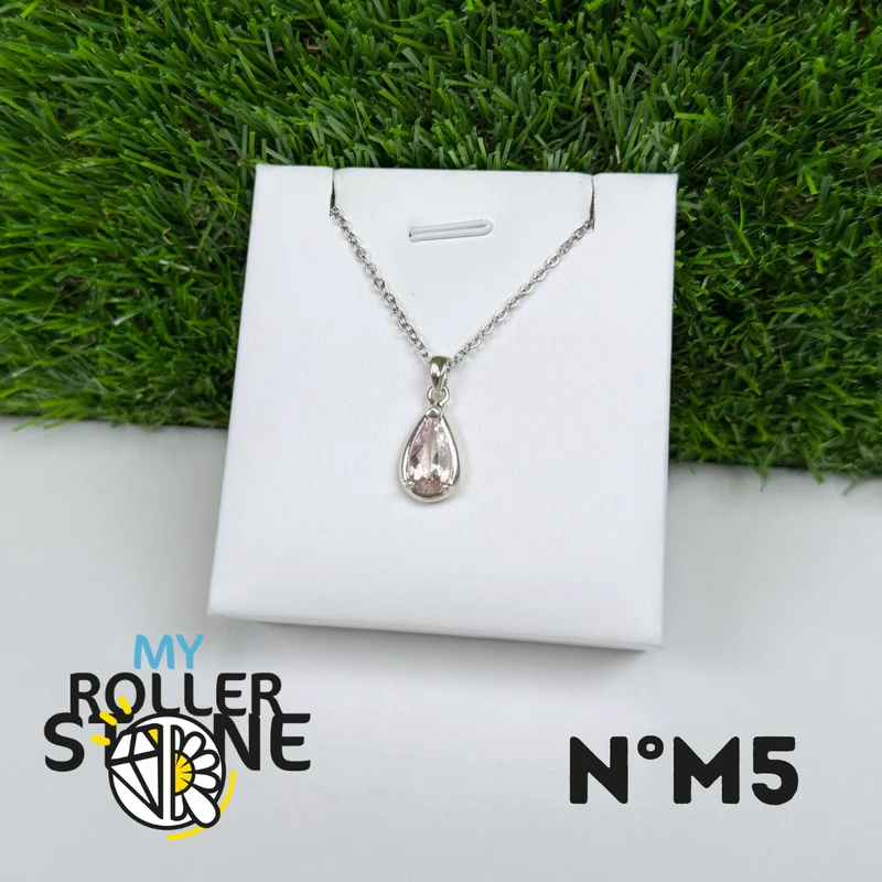 Colgante de morganita en plata de ley 925 #M5