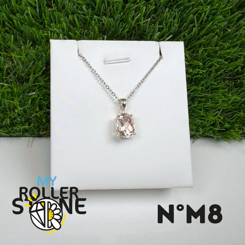 Colgante de morganita en plata de ley 925 #M8