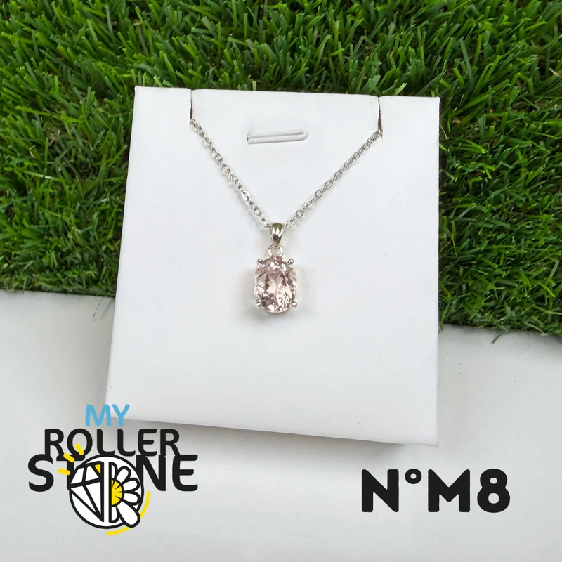 Colgante de morganita en plata de ley 925 #M8