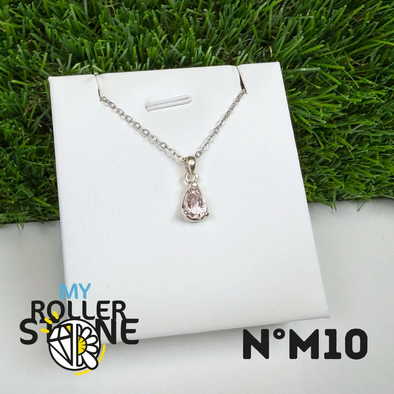 Colgante de morganita en plata de ley 925 #M10
