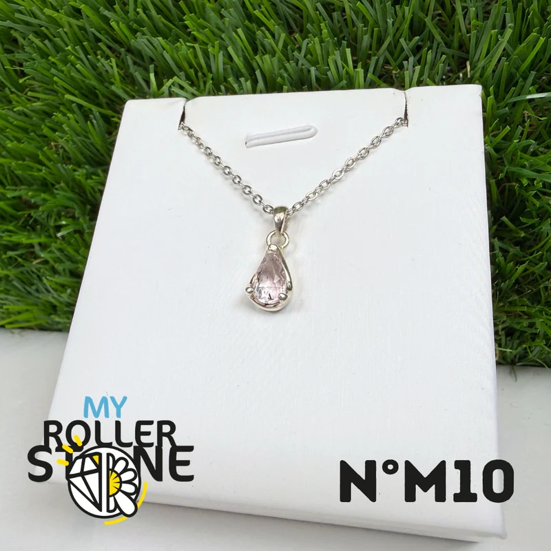 Colgante de morganita en plata de ley 925 #M10