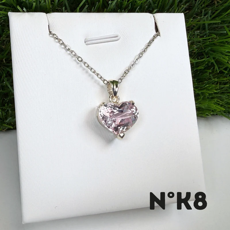 Colgante de kunzita, calidad gema, plata de ley 925