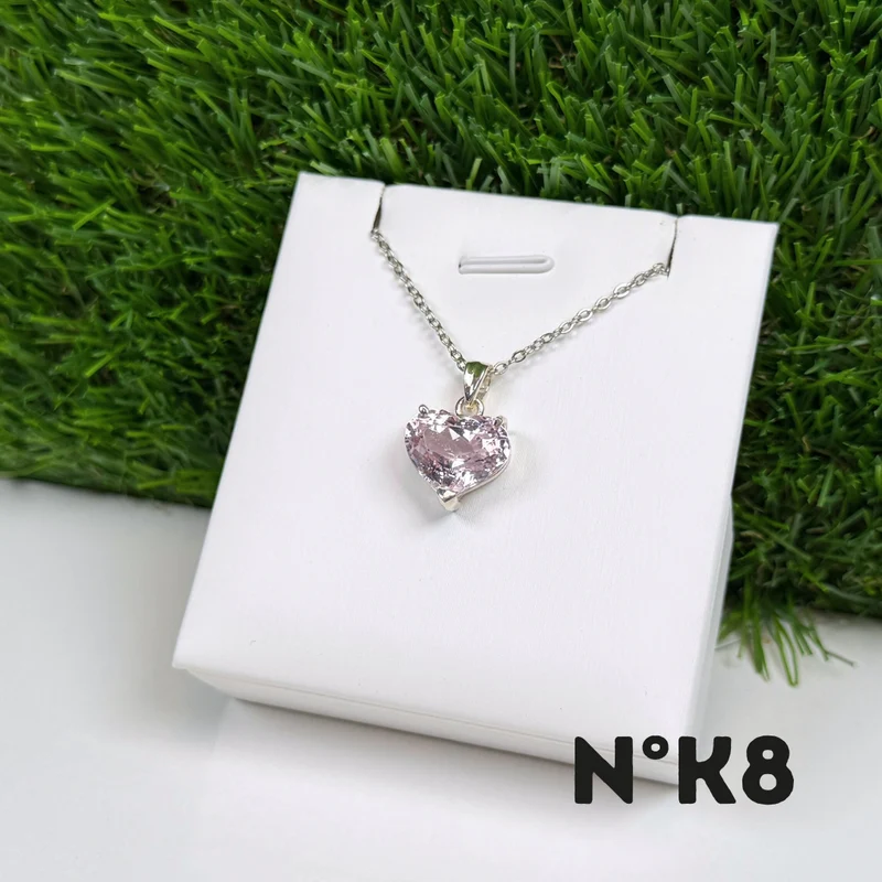 Colgante de kunzita, calidad gema, plata de ley 925