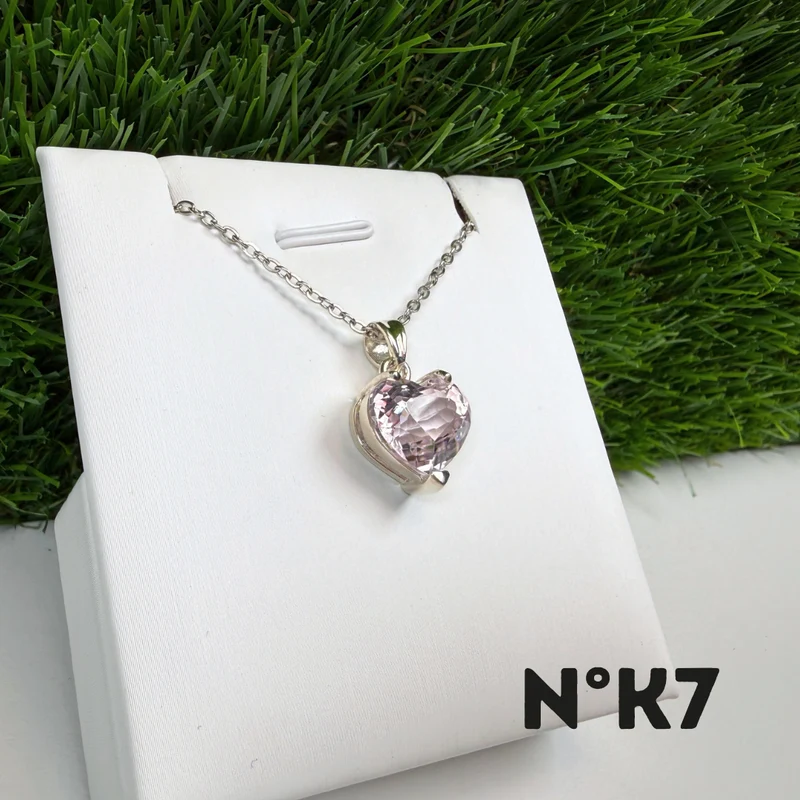 Colgante de kunzita, calidad gema, plata de ley 925