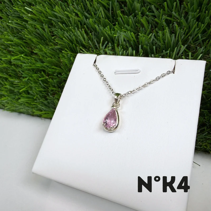 Colgante de kunzita, calidad gema, plata de ley 925