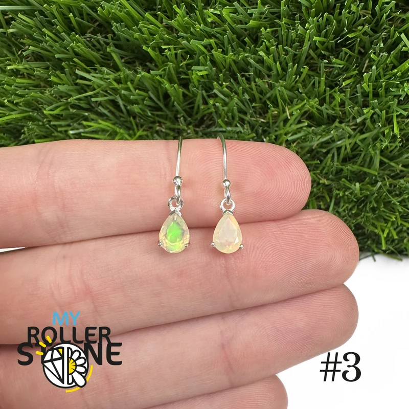 Pendientes de pera de ópalo etíope de 7 x 5 mm en plata de ley 925 n.º 3