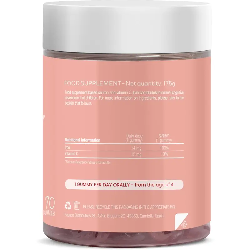 Jelly Pills Iron + Vitamin C Kids Melocoton, 70 unidad