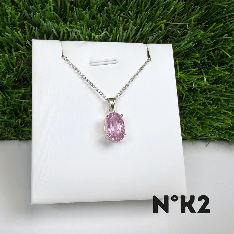 Colgante de kunzita, calidad gema, plata de ley 925