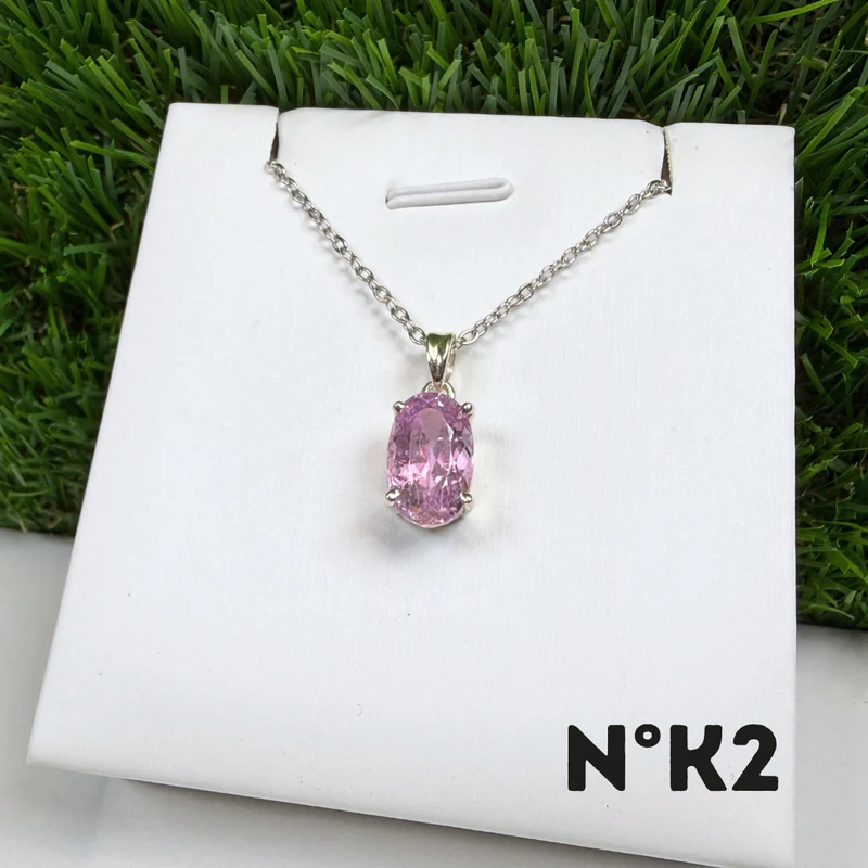 Colgante de kunzita, calidad gema, plata de ley 925