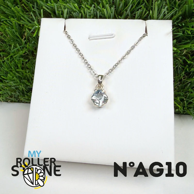 Colgante de aguamarina facetada en plata de ley 925 #AG10