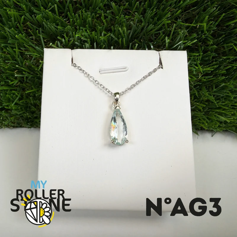 Colgante de aguamarina facetada en plata de ley 925 #AG3