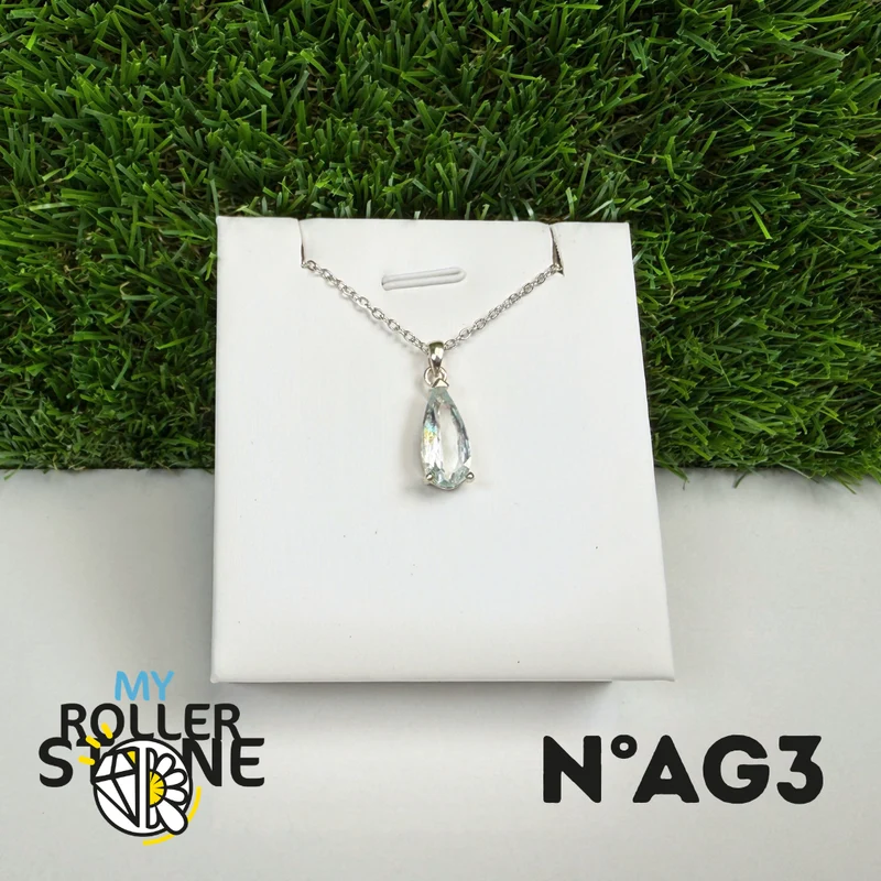 Colgante de aguamarina facetada en plata de ley 925 #AG3