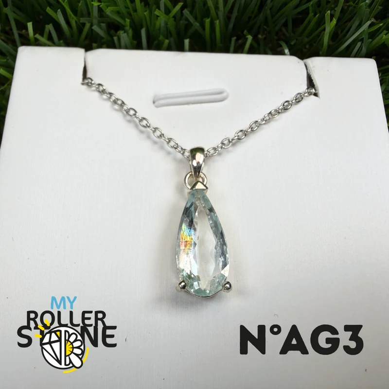 Colgante de aguamarina facetada en plata de ley 925 #AG3
