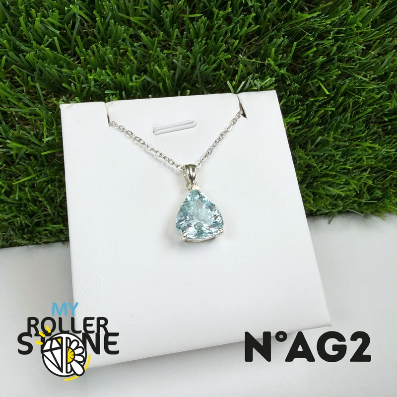 Colgante de aguamarina facetada en plata de ley 925 #AG2