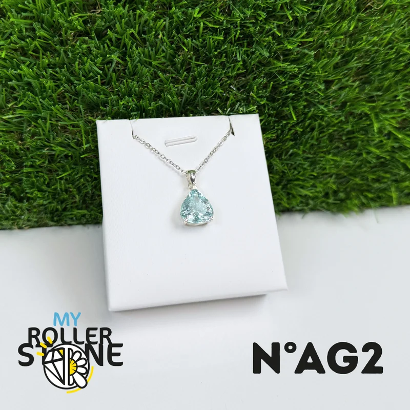 Colgante de aguamarina facetada en plata de ley 925 #AG2