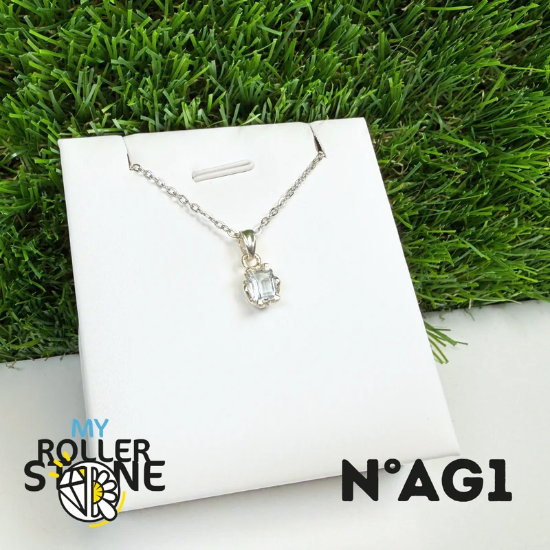Colgante de aguamarina facetada en plata de ley 925 #AG1