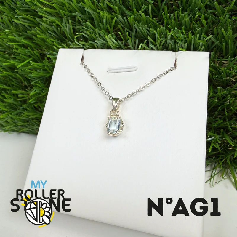 Colgante de aguamarina facetada en plata de ley 925 #AG1