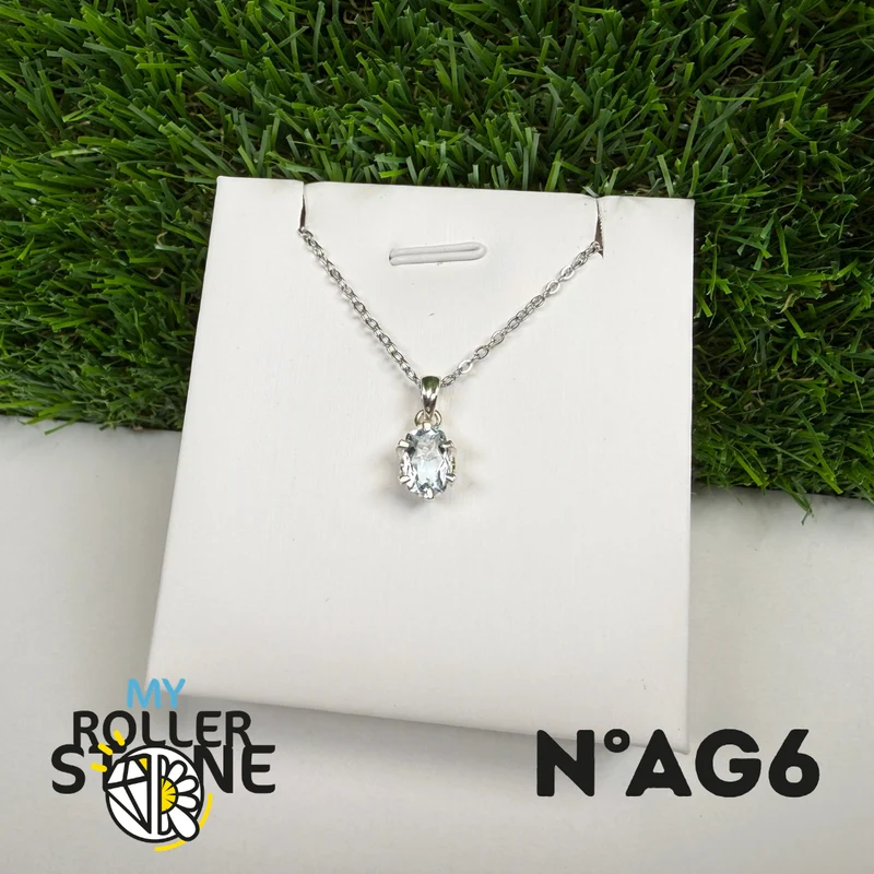 Colgante de aguamarina facetada en plata de ley 925 #AG6