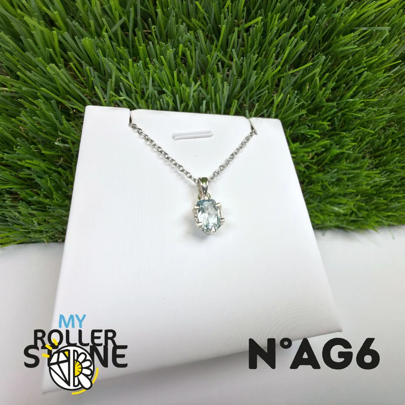 Colgante de aguamarina facetada en plata de ley 925 #AG6