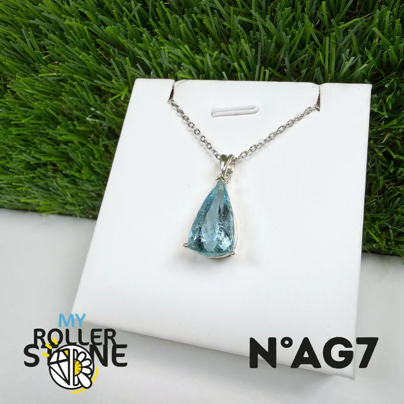 Colgante de aguamarina facetada en plata de ley 925 #AG7