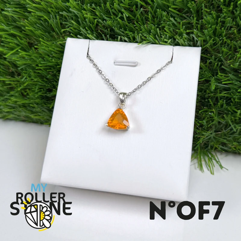 Colgante de ópalo de fuego brasileño (PIAUI) y plata de ley 925 n.° OF7