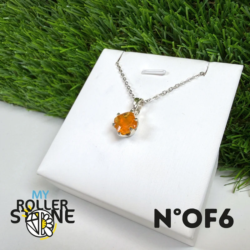 Colgante de ópalo de fuego brasileño (PIAUI) y plata de ley 925 n.° OF6