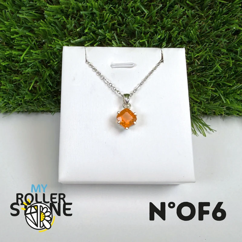 Colgante de ópalo de fuego brasileño (PIAUI) y plata de ley 925 n.° OF6