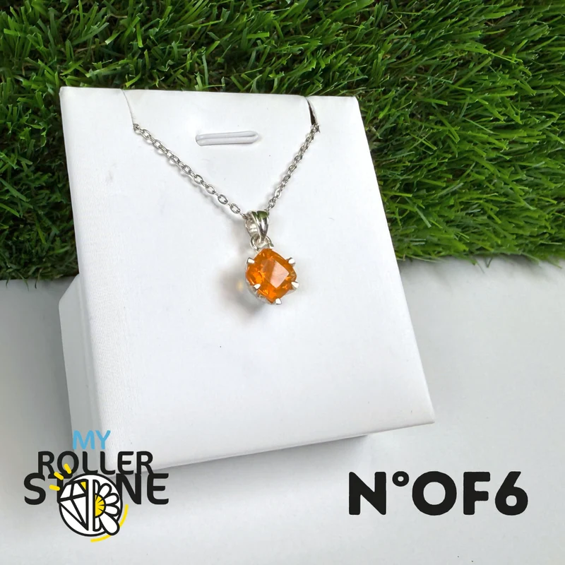 Colgante de ópalo de fuego brasileño (PIAUI) y plata de ley 925 n.° OF6