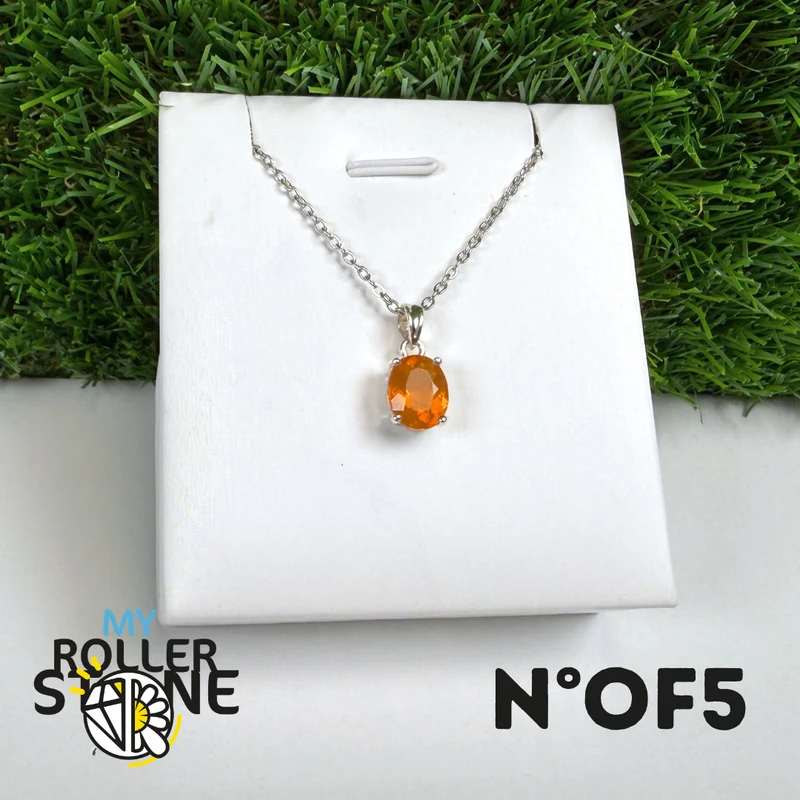 Colgante de ópalo de fuego brasileño (PIAUI) y plata de ley 925 n.° OF5