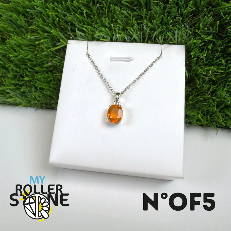 Colgante de ópalo de fuego brasileño (PIAUI) y plata de ley 925 n.° OF5
