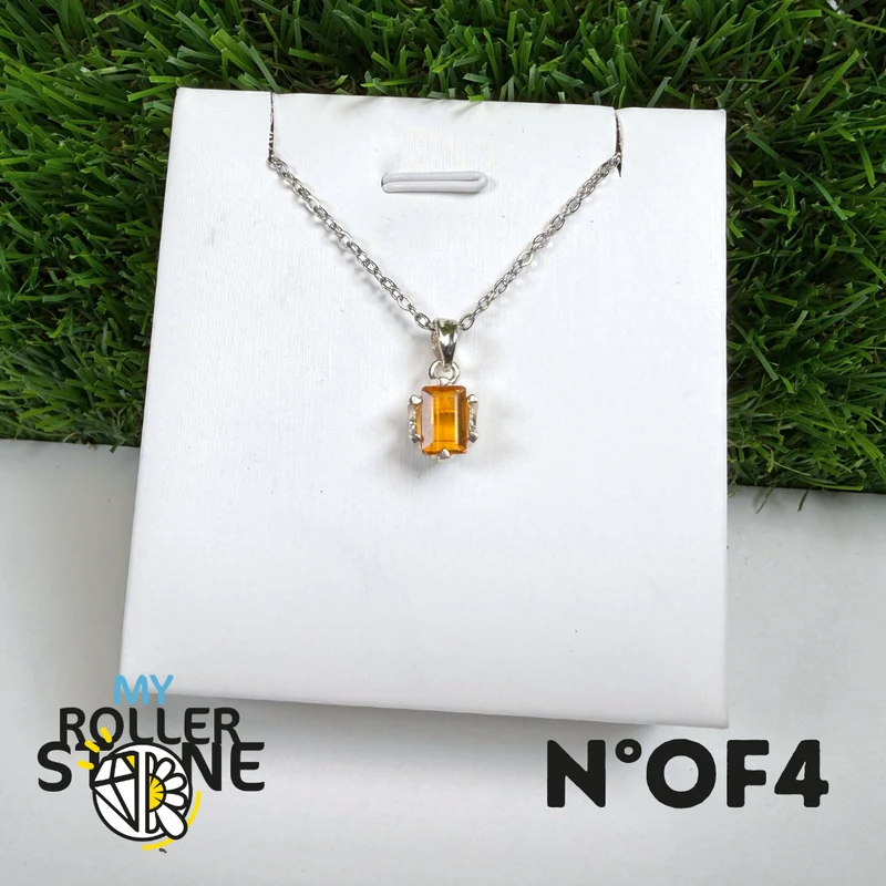 Colgante de ópalo de fuego brasileño (PIAUI) y plata de ley 925 n.° OF4